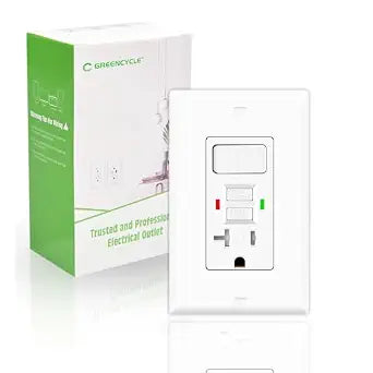 GFCI Outlet Switch Combo 20Amp,Greencycle 1PK Self Test GFCI Electrical Outlet Switch,Tamper Resistant Outdoor Receptacle with LED Indicator,ETL List,Residential & Commercial Grade,Wall Plate&Screws