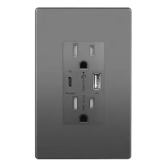 LIDER USB-C 36W Power Delivery Wall Outlet, 15A Tamper-Resistant Receptacle