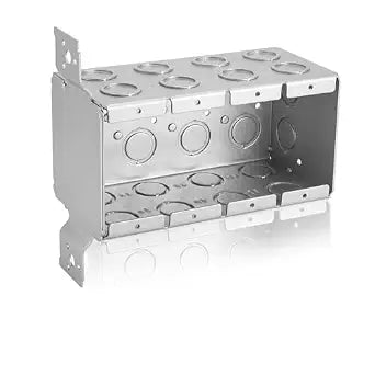 Yaocom 4 Gang Metal Electrical Outlet Box 3-1/2 Inch Deep with Plaster Ears Switch Junction Box Square Alloy Steel Masonry Multi Device Switch for Multiple Wiring Install