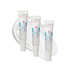 Ruby Kisses Hydrating Lip Oil Treatment Gloss with Mint Oil & Diamond Shimmer (3 Pack), Moisturizing Natural Shine Lip Care Protects & Heals with Vitamins, High-Shine, Lightweight & Non-Greasy Balm