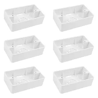 6 Pcs Switch Outlet Box, Wall Socket Plate, Surface Mount Backbox Safety Electrical Installation Accessory for Home, White