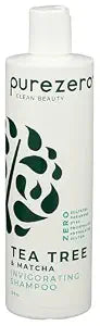 Purezero Tea Tree & Matcha Shampoo - Minty Nourishing & Invigorating Scalp Treatment - Zero Sulfates, Parabens, Dyes Vegan and Cruelty Free - 12 oz