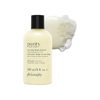 philosophy purity made simple one-step facial cleanser- with meadowfoam seed oil gently cleanses & melts away dirt, oil & stubborn makeup paraben-free face wash
