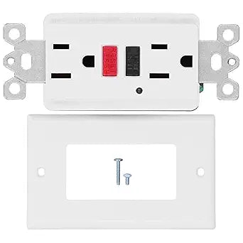LD-3003 GFCI Wall Outlet Socket, AC 120V 20A, Smart Ground Fault Leakage Protection, ABS Material, ETL Certified, 4.1 x 1.7 x 1.7 inches