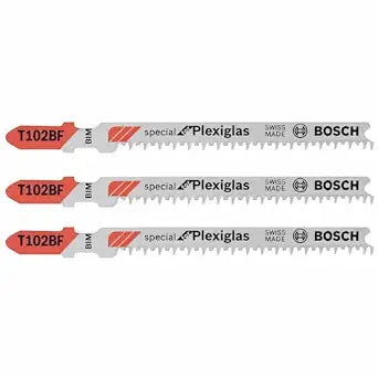 Bosch T102BF 3 pc. 3-5/8 in. 13 TPI Clean for Plexiglas T-Shank Jig Saw Bla