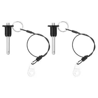 uxcell 2 Pcs Quick Release Pin, 1/4" x 1.42"(Dia. x L) Ball Locking Pin with Push Button 304 Stainless Steel Ring Handle Locking Pin with Wire for Audio Bimini Top Marine, Silver