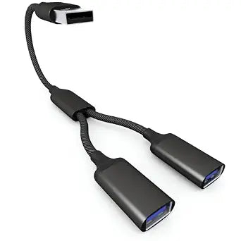 USB Splitter Cable 1 IN 2 OUT 1FT,USB 2.0 Male to Dual Female Extension Cord,Double Data+Charger Y Split Adapter USBA Port Hub for Laptop,PC/Computer,Desktop,Keyboard/Mouse,LED,TV,Printer,Xbox/PS4/PS5