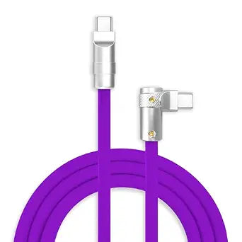 chubbycable 240W Charging Cable 90 USB C to C Cable, Purple, 4.9FT