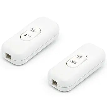 Surf Turtle 2-Pack White Button Inline Cord Rocker Switch, Rated 6A 250V