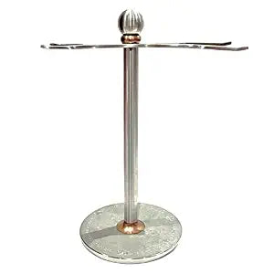 Luxury Razor and Brush Stand, The Admiral by VIKINGS BLADE, Ancient Viking Look with Heavy Distressed Stainless Steel & Brass, Extra Wide Openings, Fits Most Razors and Brushes