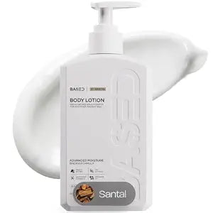 BASED Body Lotion with Ceramides - Santal Scent Men's Hydrating Moisturizer - Fast Absorbing Non Greasy Formula - Softens Dry Skin - Formulated & Filled in USA (13.5 Fl Oz, Pack of 1)