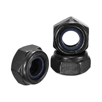 35Pcs M10-1.5 Nylon Locking Hex Nuts CarbonSteel Black