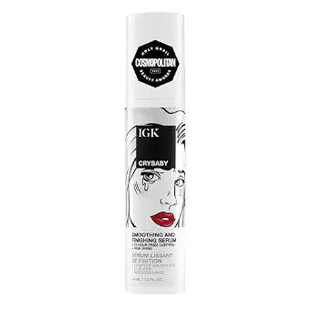 IGK CRYBABY Smoothing & Finishing Serum | High Shine + Frizz Control + Lightweight | Vegan + Cruelty Free | 1.5 Oz
