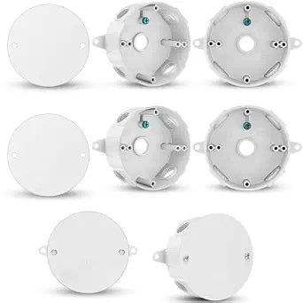 Juexica 4 Set 4'' Old Work Round Electrical Box with Cover, Classic, White