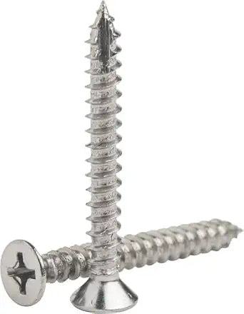 Generic Satin Nickel Silver Wood Screws - 9 x 2 1/4 Inch, Flat Head - Phillips, 24 Pack