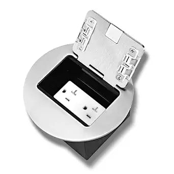 Recessed Circular Floor Socket Kit with 20 Amp Stainless Steel TR Receptacle Outlet Stainless,Corrosive Resistant HardwareSilver