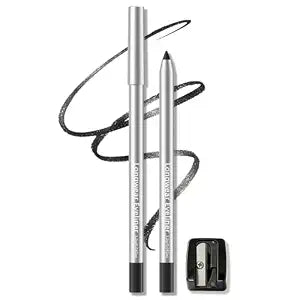 Smoky Gray Charcoal Eyeliner Pencil, High Pigmented Smooth Creamy Gel Eyeliner for Older Women, Waterproof Long Wearing Sharpenable Shimmer Eye Makeup Pen for Mature Skin