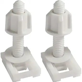 2Pcs White Plastic Toilet Seat Screws and Nuts with Washers,Hinge Bolts Screws Hinges Replacement Parts for Mounting Toilet Lid Toilet Seats Bathroom Fixtures Parts Kit