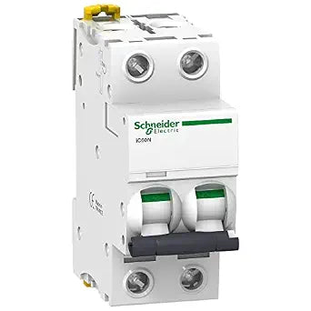 Schneider Electric A9F74206 IC60N Circuit Breaker, Acti9, 2P, 6A, Curvature C, 50/60 Hz, White