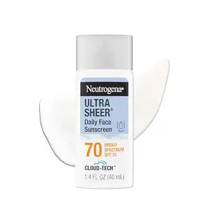 Neutrogena Ultra Sheer Daily Face Sunscreen SPF 70 with BEMT, 1.4 Fl. Oz