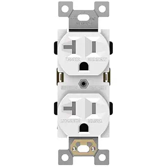 ENERLITES Duplex Receptacle, Tamper-Resistant, Commercial Grade Outlet, 3-Wire, Self-Grounding, 2-Pole, 20A 125V, UL Listed, 62040-TR-W, White
