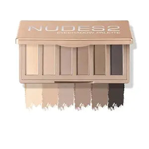6 Colors Eyeshadow Makeup Palette, Mini Pallet with Neutral Nude to Smoky Taupe Browns, Highly Pigmented Velvet Texture, Long-Lasting Intense Color Payoff Waterproof Travel Essentials