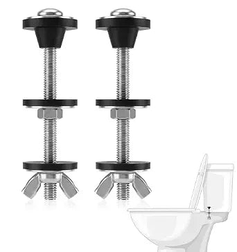 2 Pcs Toilet Tank Bolts, Heavy Duty Stainless Steel Toilet Tank Bolts Replacement Kit with Rubber Washers & Extra Long Nuts (Black)
