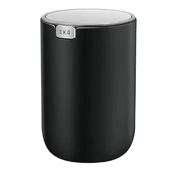 EKO Fandy 0.4 Gal/1.5L Mini Tabletop Trash Bin with Swing-Lid, Desktop Trash Can for Bathroom Countertop, Vanity, Coffee or Office, Small Garbage Bin (Black)
