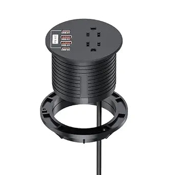 3 Inch Desk Power Grommet, 20W USB C 2 AC Outlets for Home&Office