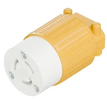 NEMA L5-15R Twist Lock Female Receptacle, ETL/cETL Listed 15A 125V Rewireable Generator Socket, UL94-V0 Nylon Copper for 12/14/16AWG Cord, Yellow Industrial Connector