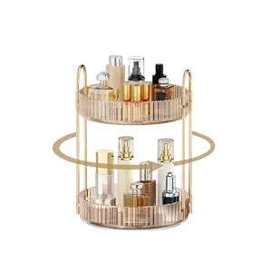 MOKANI 360 Rotating Makeup Organizer for Vanity, 2 Tier Perfume Organizer