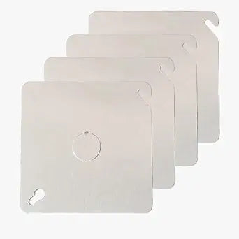 4 Pack Square Electrical Box Covers with 1/2 Inch Knockout, 4 Inch Metal Junction Box Covers, Flat Outlet Box Cover for 4 inch Square Box, EBC-square-1