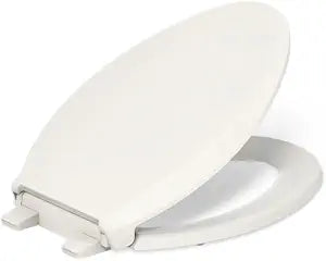 KOHLER K-7315-96 Cachet Quick-Release Elongated Toilet Seat, Quick Attach Hardware, Easy to Clean, Color-Matched Plastic Hinges, Biscuit