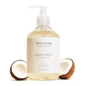 Deep Steep Liquid Hand Wash, Pure Coconut, 17.6 oz – Moisturizing Cleanser with Olive Oil, Aloe Vera, Glycerin & Hyaluronic Acid – Vegan, Clean Beauty, Soft & Nourished Hands