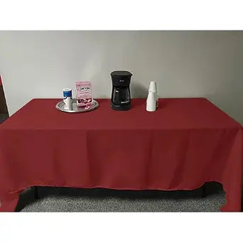 Intedge TCM5496-RED Tablecloth, Rectangular Hemmed Edge, 54" x 96", 65/35 Poly Cotton Fabric Dining Table Cover, Washable Banquet and Wedding Tablecloth, Made in USA, 1 Each