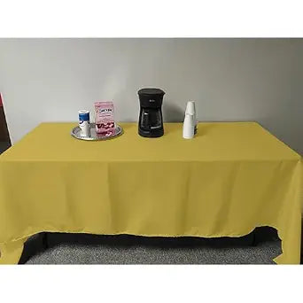 Intedge TCM5472-YELLOW Rectangular Tablecloth, 54" x 72" Fabric with Hemmed Edge, 65/35 Poly Cotton Blend, Made in USA, Washable Reusable Dining, Banquet, Indoor or Outdoor Table Cover, 1 Each
