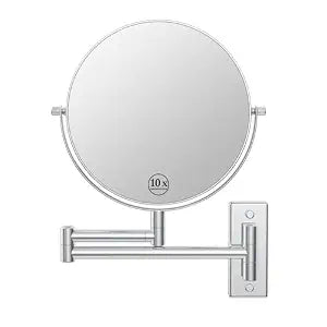 8" Wall Mounted Makeup Mirror with 1X 10X Magnification, Chrome