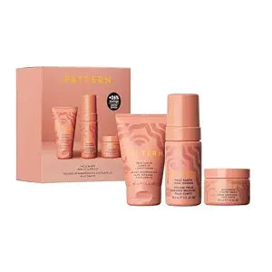 PATTERN Beauty by Tracee Ellis Ross Palo Santo Mini Kit features: Palo Santo Leave-In Conditioner, Palo Santo Curl Mousse, Palo Santo Styling Cream in Mini Travel Sizes