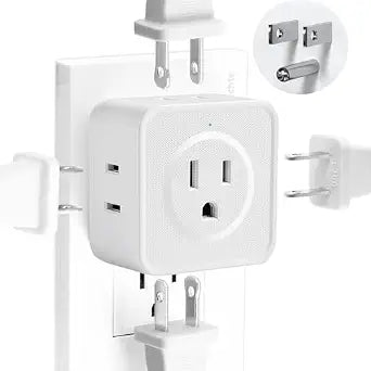 Multi Plug Outlet Extender, FiiMan 5 Outlet Splitter Wall Adapter 1 Pack