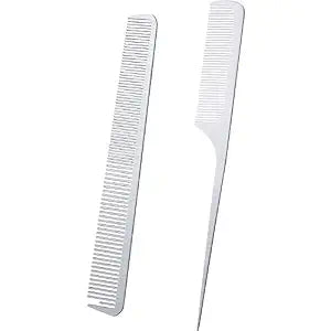 Boao 2 Pcs Metal Combs, Silver, Rat Tail and Fine Cutting Comb
