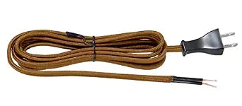 B&P Lamp Light Brown Rayon Covered Parallel Cord Set, 12 Feet Long