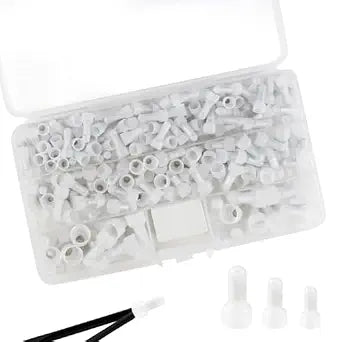 250 Pcs Closed End Wire Crimp Connectors and Terminals Kit - 22-18 18-14 12-10 AWG Gauge Nylon Core Insulated Cap Connector Terminal (White)