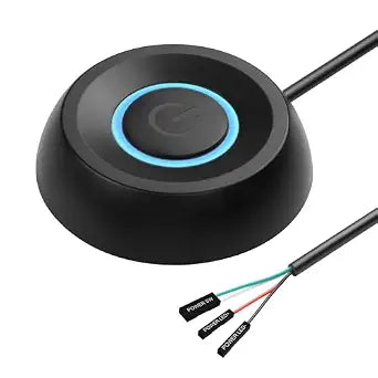 SinLoon PC Power Switch, Desktop Computer External Remote Start, Motherboard Button, Extension Cable with LED Light (Black)