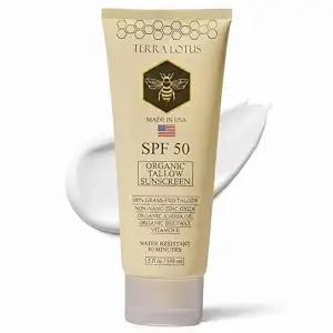 Organic Tallow Mineral Sunscreen - 50 SPF - For Face and Body - With 100% Grass-Fed Tallow and Non-Nano Zinc Oxide Reef Safe - (5 Oz)