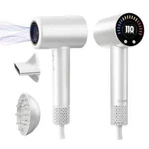 CONFU Hair Dryer, 110000 RPM Fast Drying Blow Dryer with Magnetic Diffuser and Concentrator, Professional Lightweight Ionic Hair Dryer for Women and Men White