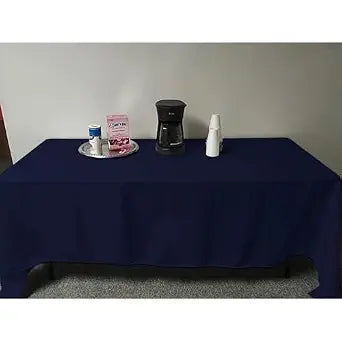 Intedge TCM45110-NAVY Rectangular Tablecloth, 45" x 110", Hemmed Edge, Poly Cotton Fabric, Washable and Reusable Fabric Table Cover for Dining, Made in USA, 1 Each