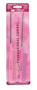 Krest Pintail Combs Weaving Foiling Fine Tooth Rattail Hair Cutting Comb Colors 2 Pc. (Pink)