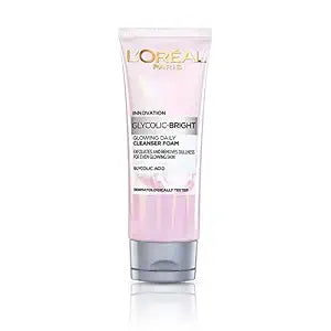 L'Oreal Paris Glycolic Bright Daily Foaming Face Cleanser, 100ml | Glycolic Acid Face Wash for Dull Skin | Daily Glowing Facial Cleanser