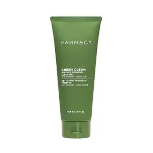 Farmacy Foaming Face Wash for Oily Skin - Whipped Greens Oil-Free Gentle Facial Cleanser + Exfoliator - Infused with Green Clay to Remove Impurities, Control Oil + Maintain Skin Hydration (150ml)