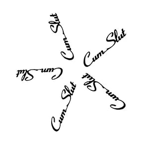 CumSlut Temporary Tattoo ï¿½ï¿½ï¿½ 5 Piece Pack featuring black let